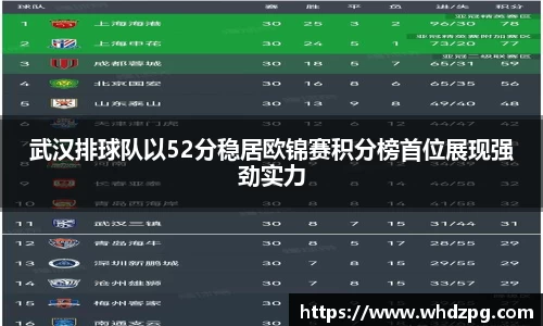 武汉排球队以52分稳居欧锦赛积分榜首位展现强劲实力